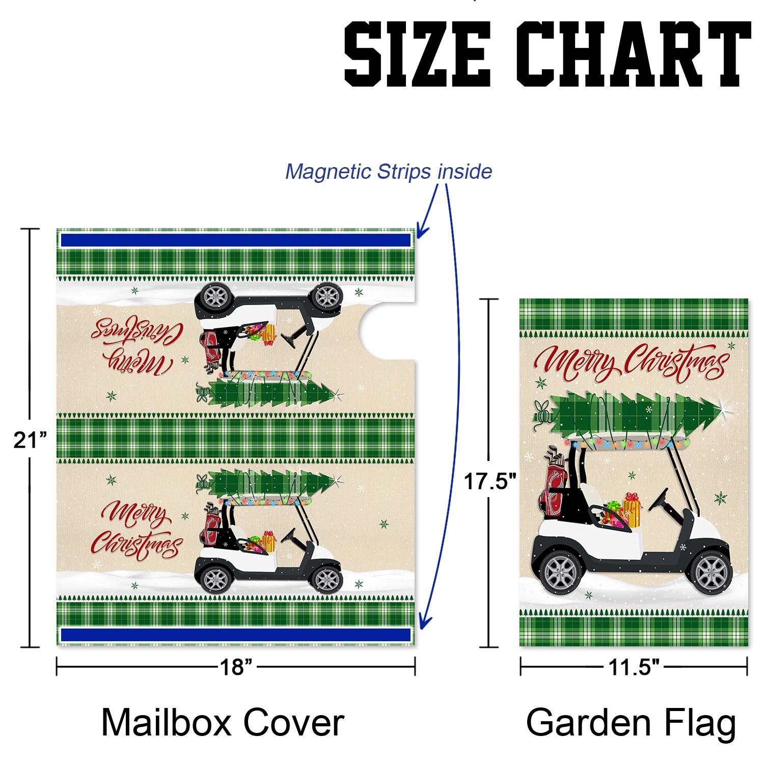 Christmas Golf Cart Garden Flag & Mailbox Cover HohoHole LNT64M1F