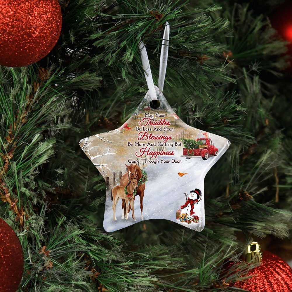 Christmas Horse Ceramic Ornament