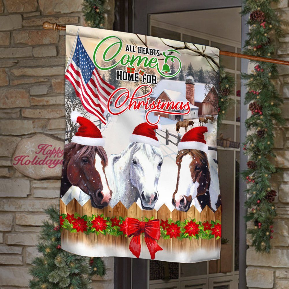 Christmas Horses All Hearts Come Home For Christmas Flag MLN743F