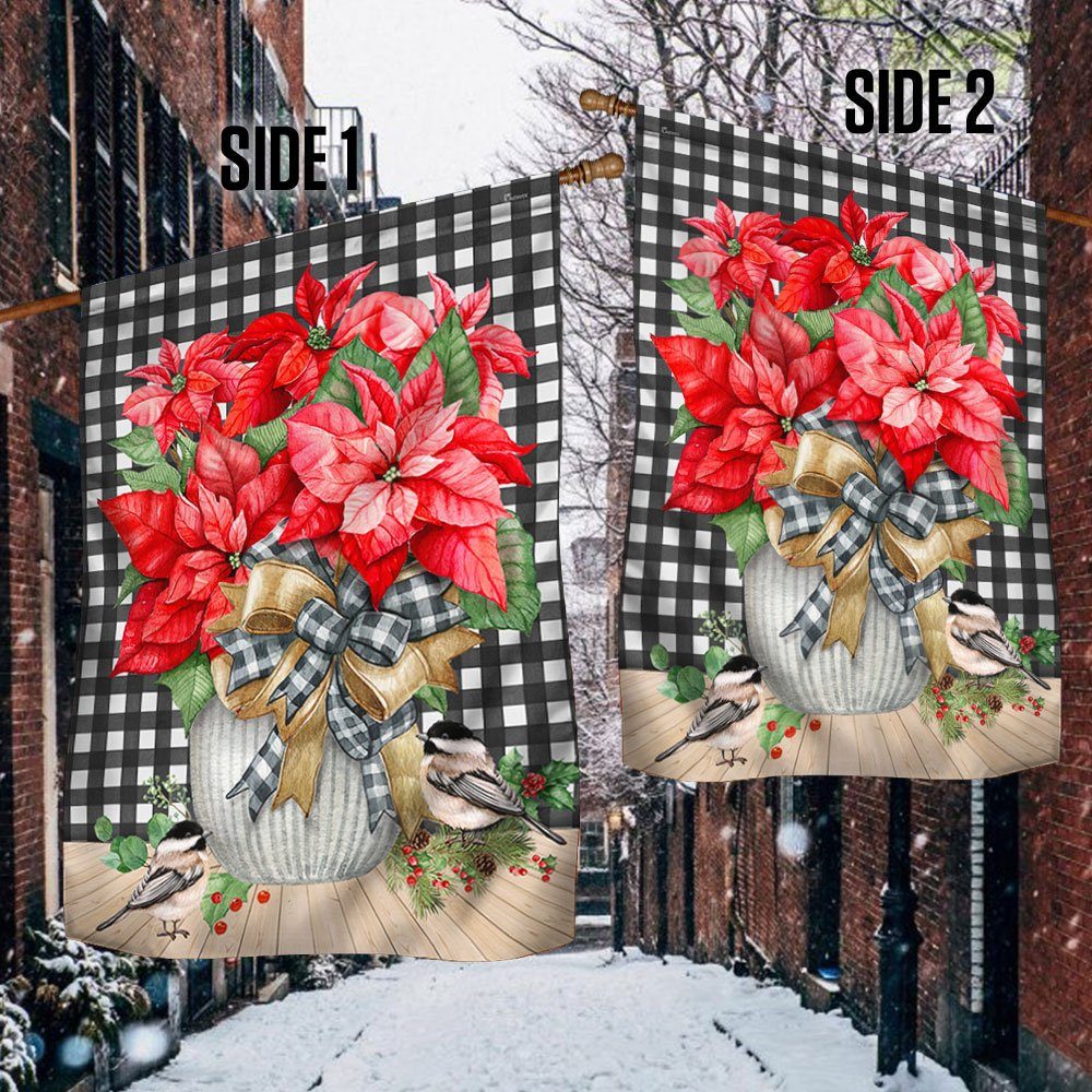 Christmas Poinsettia Flower Flag Cozy Place LNT658F
