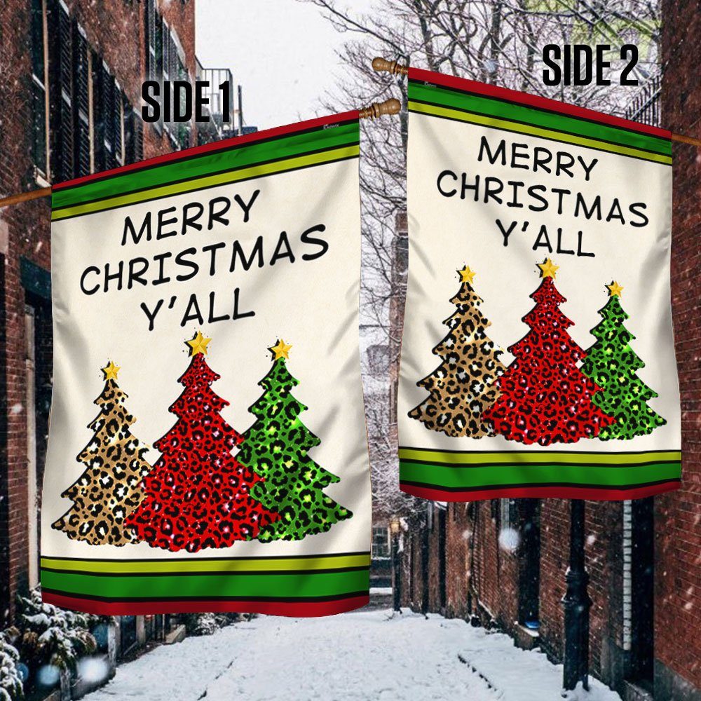 Christmas Tree Flag Merry Christmas Y’all TQN524Fv2