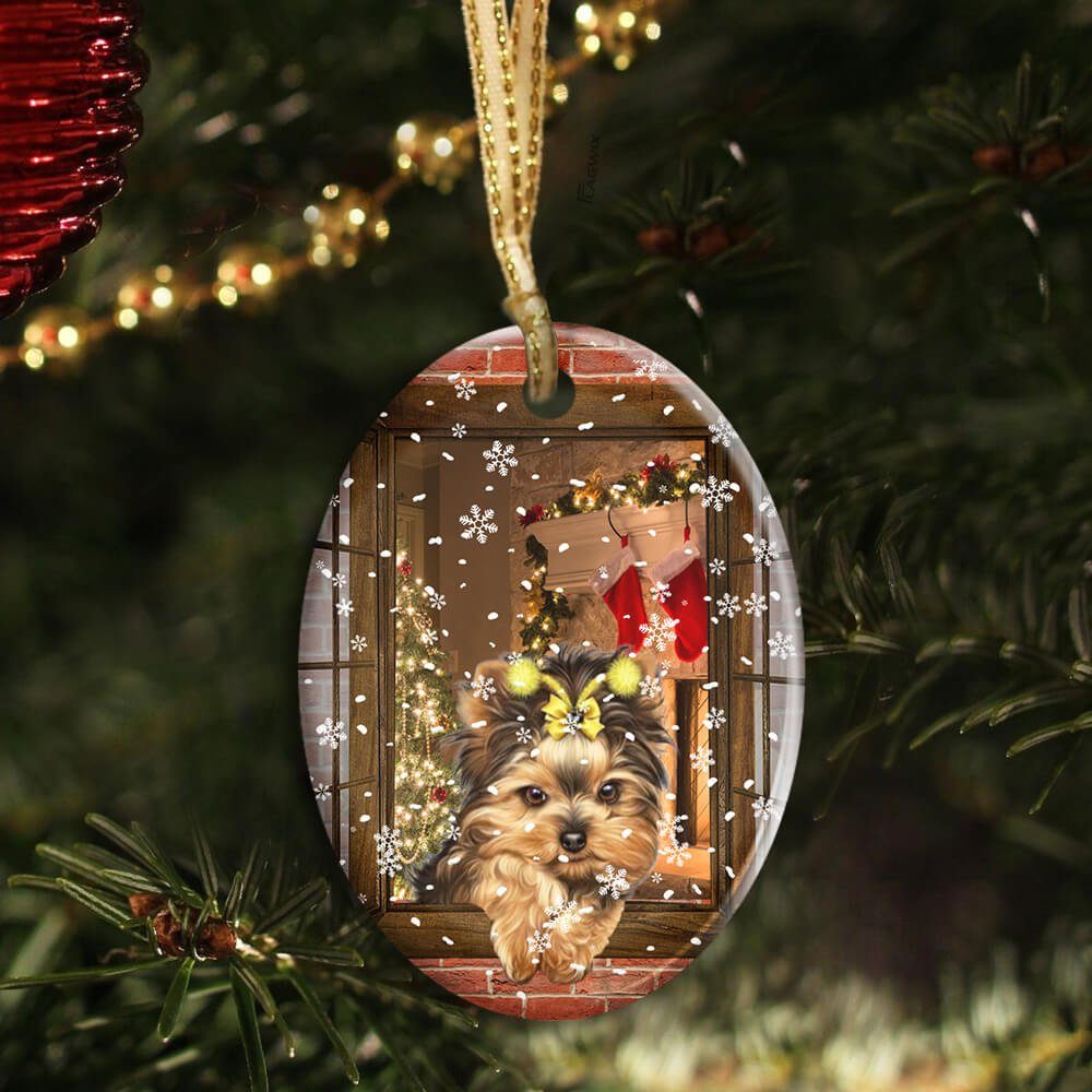 Christmas Yorkshire Terrier Ceramic Ornament TTV335O