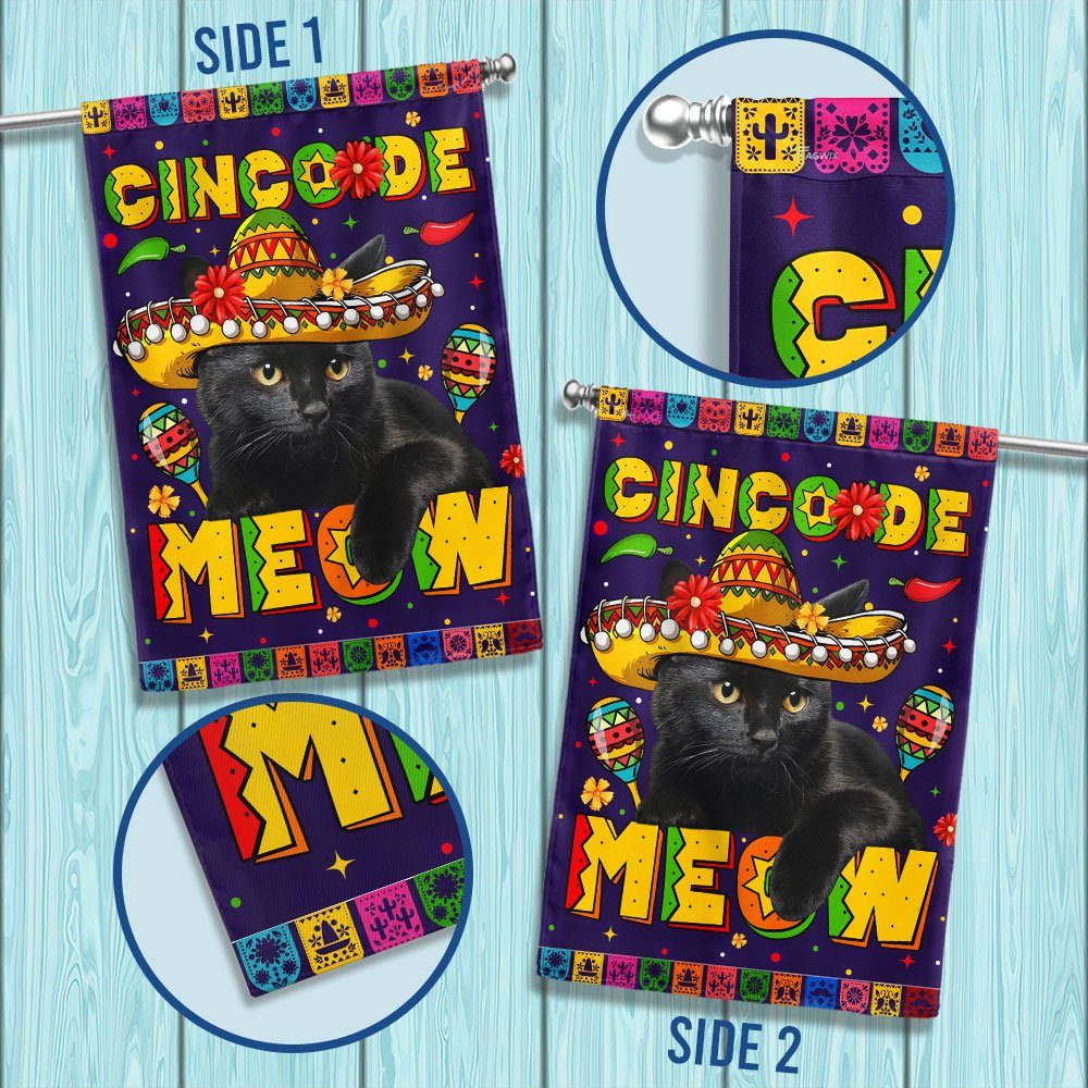 Cinco De Mayo Mexican Flag Black Cat Cinco De Meow Mexico TQN1114F