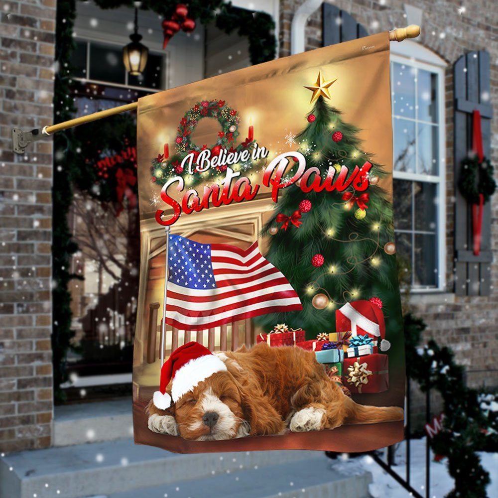Cockapoo Flag Santa Paws Merry Christmas ANL0297Fv3