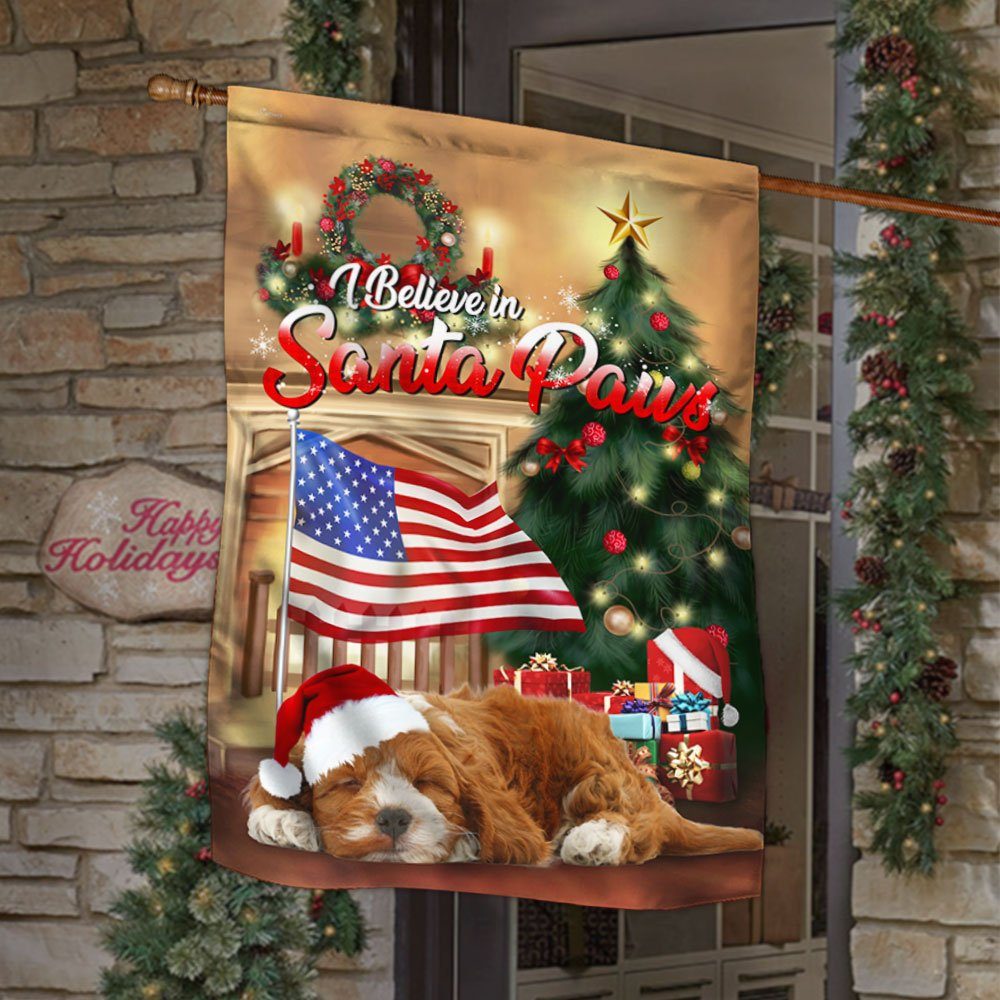 Cockapoo Flag Santa Paws Merry Christmas ANL0297Fv3