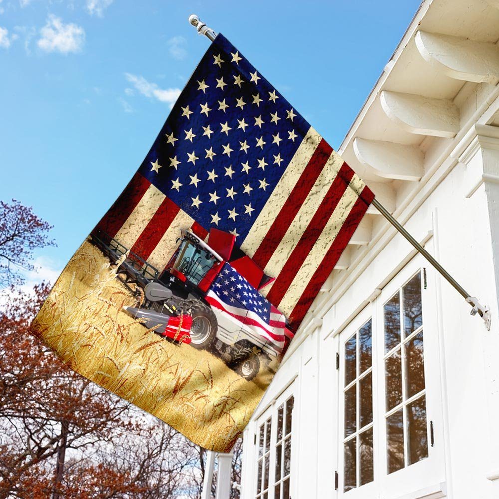 Combine Harvester American Flag