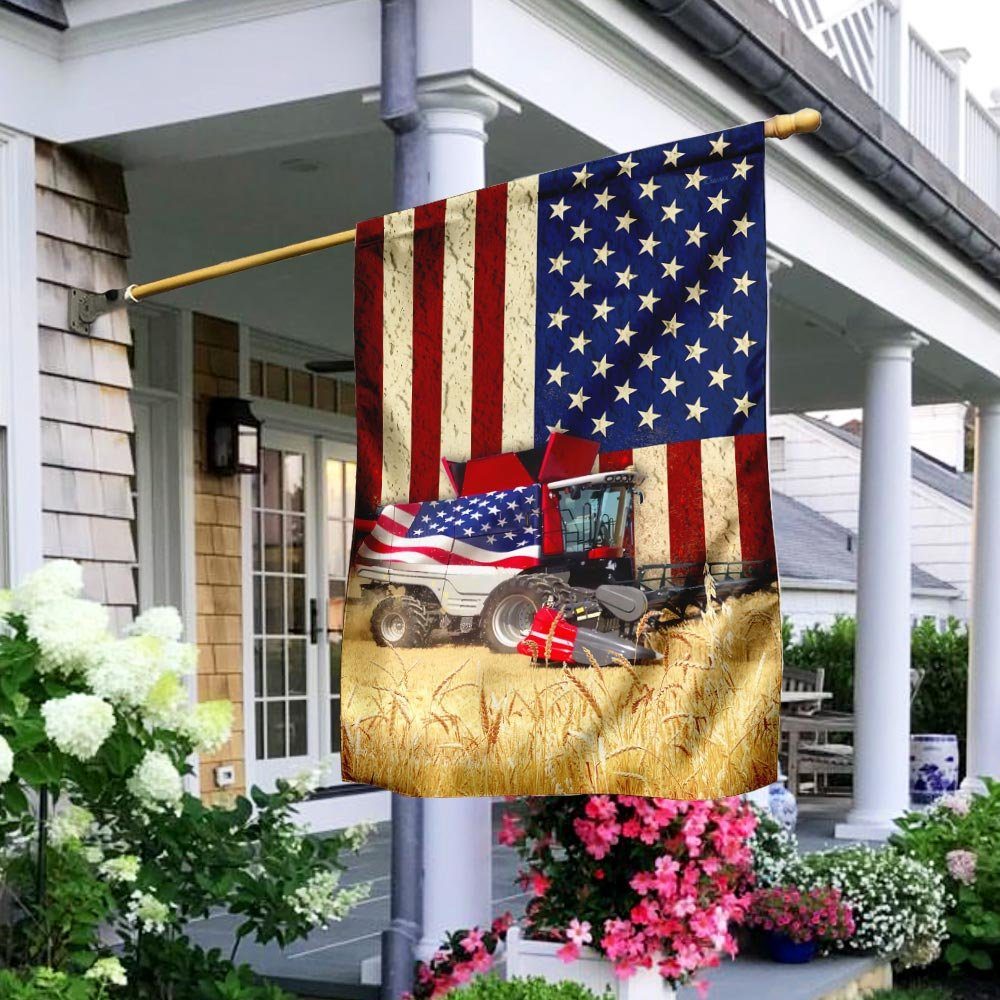 Combine Harvester American Flag