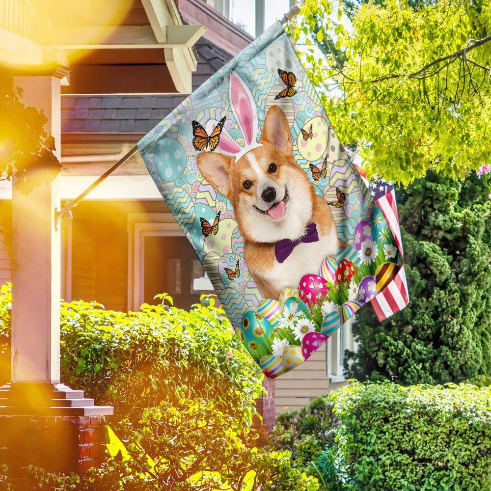 Corgi Happy Easter Flag