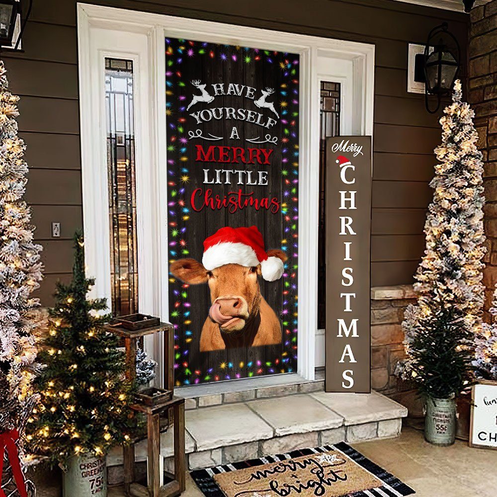 Cow Cattle Door Cover Have Yourself A Merry Little Christmas TQN640D