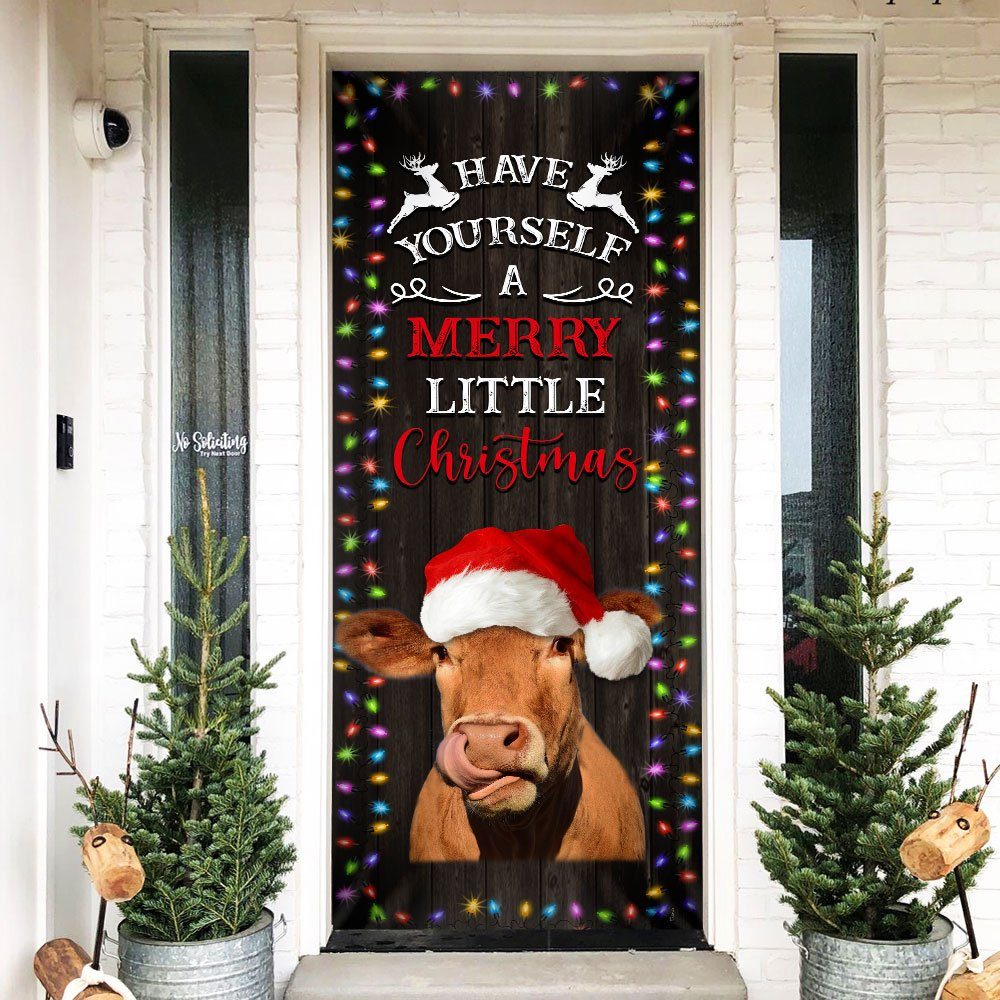 Cow Cattle Door Cover Have Yourself A Merry Little Christmas TQN640D