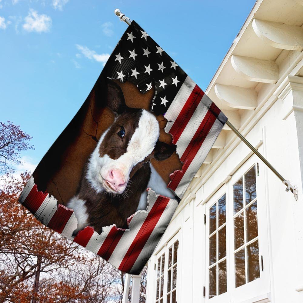 Cow Cattle Farm American Flag