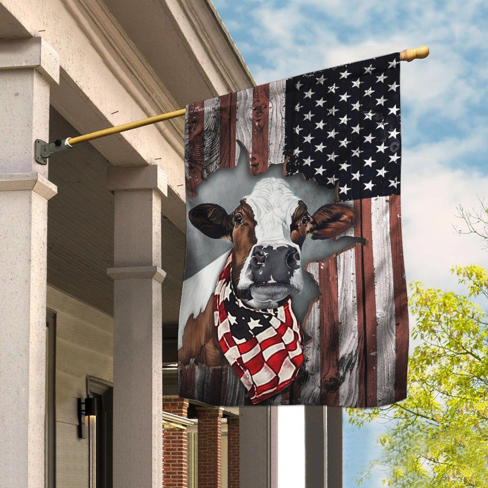 Cow Cattle Farm American US Flag