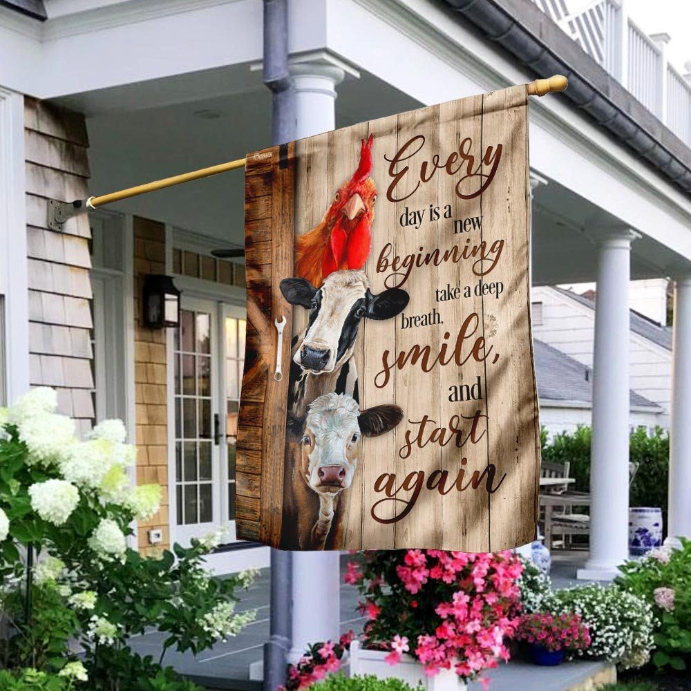 Cow Farm. Every Day Is A New Beginning Flag