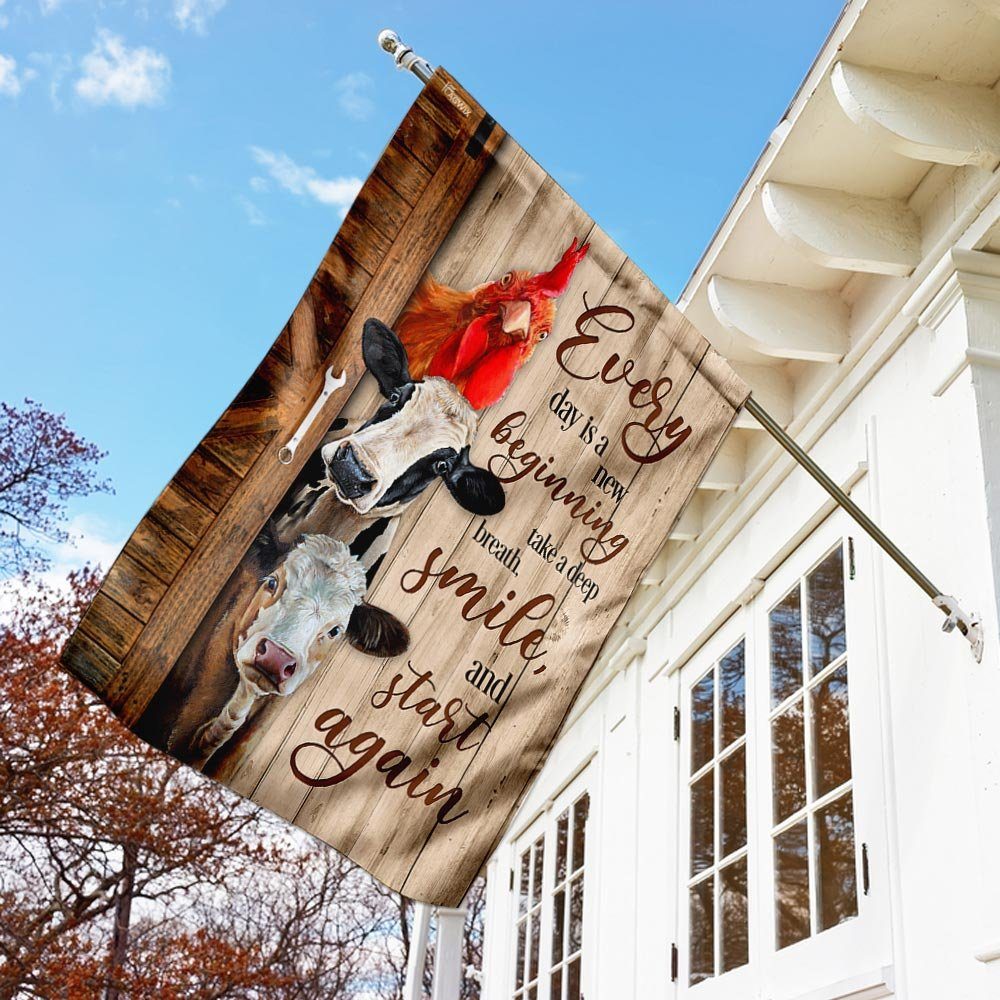 Cow Farm. Every Day Is A New Beginning Flag