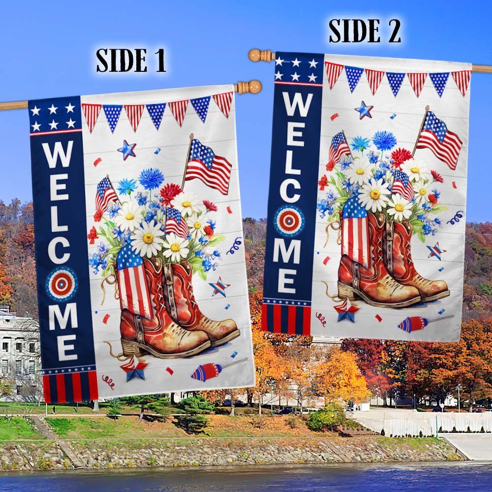 Cowgirl Boots Flower 4th of July Flag TQN1303F