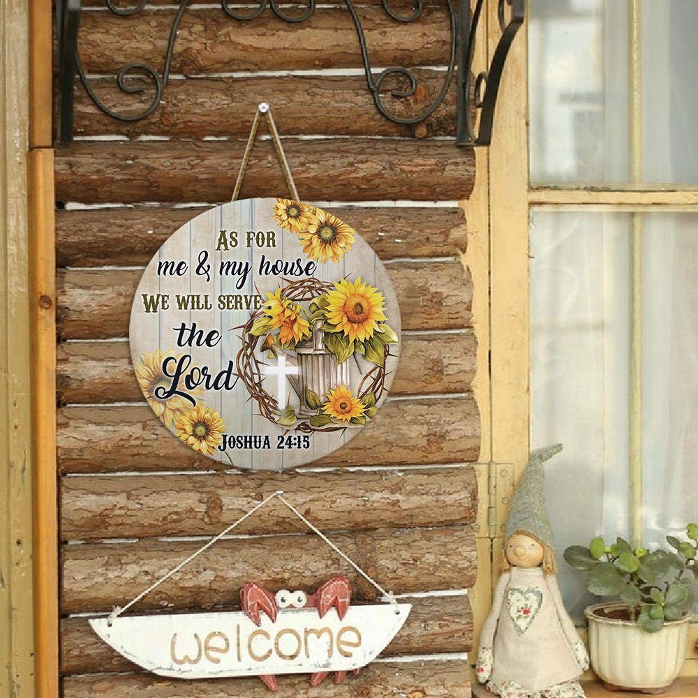 Cross & Sunflower Wooden Sign As For Me & My House We Will Serve The Lord DBD3112WDv1