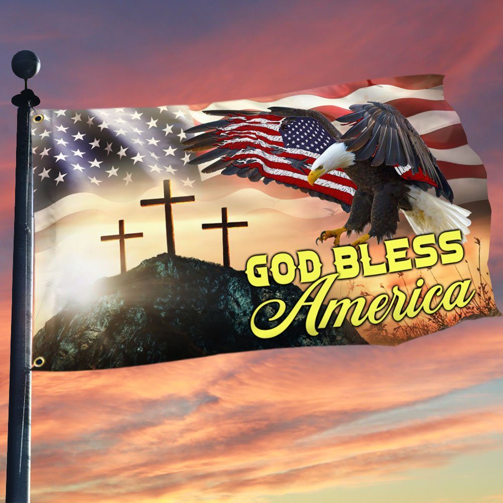 Cross Eagle Grommet Flag God Bless America DDH2999GF