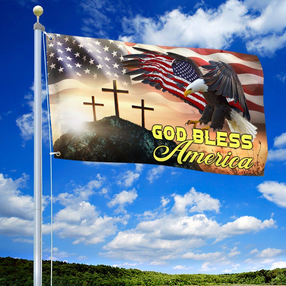 Cross Eagle Grommet Flag God Bless America DDH2999GF