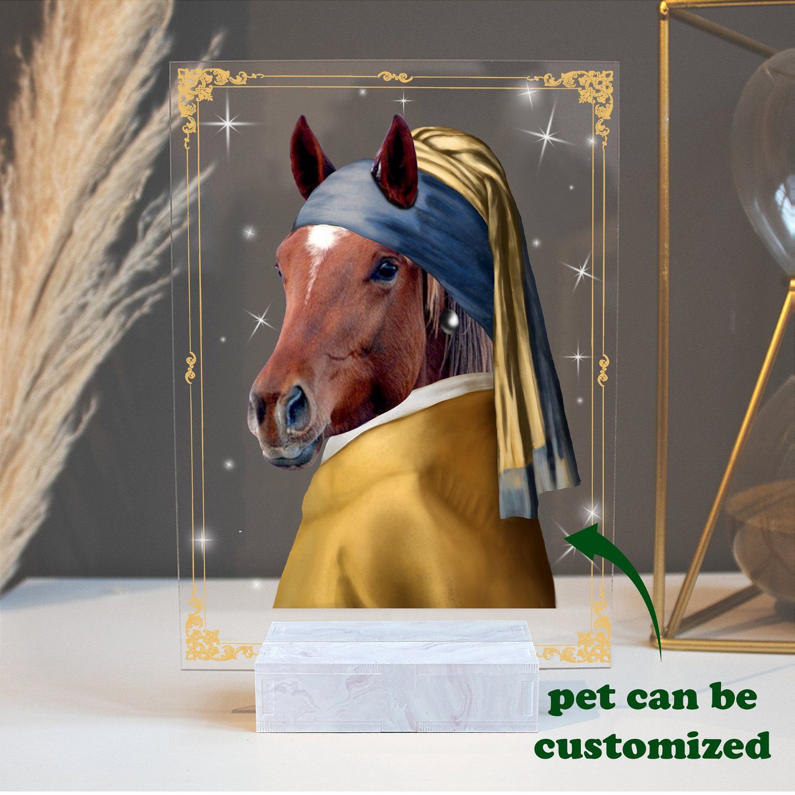 Custom Horse Personalized Horse With a Pearl Earring Custom Pet Portrait BNN64ASCT