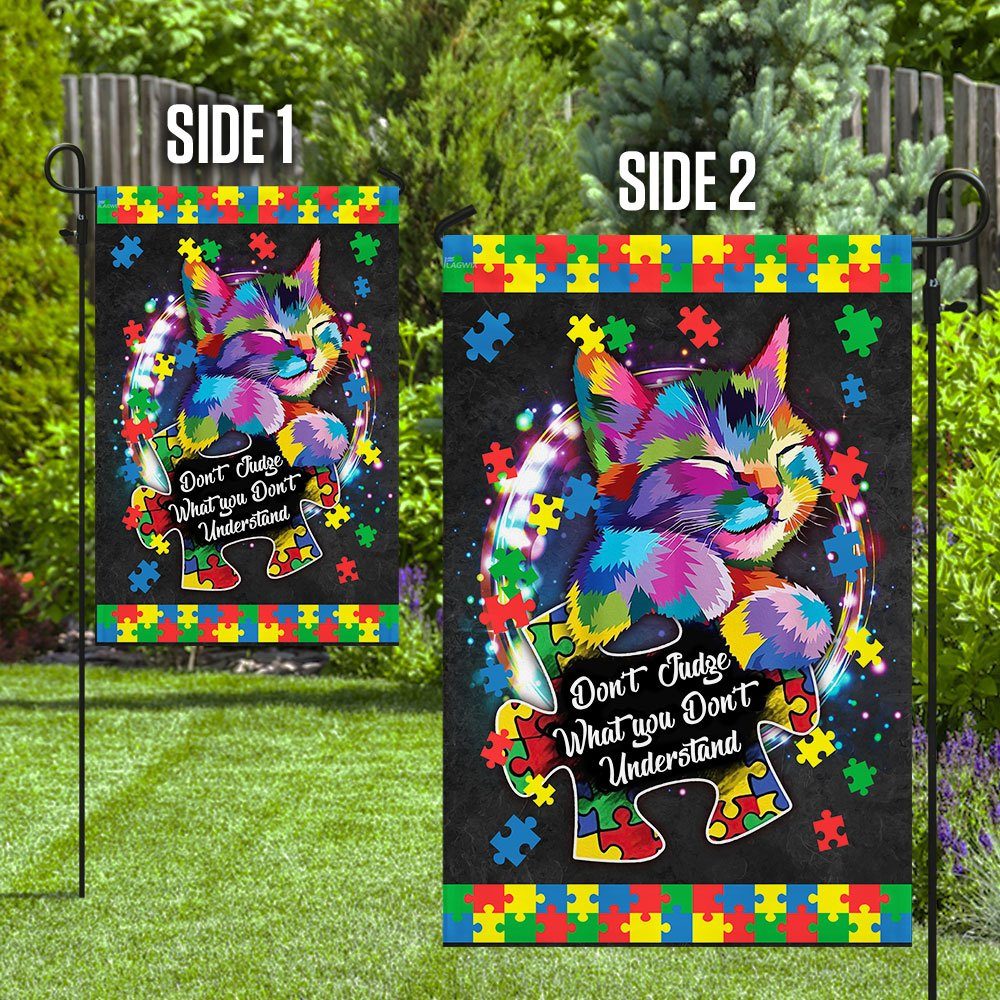 Cute Cat Autism Don’t Judge If You Don’t Understand Flag