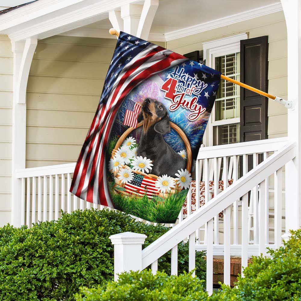 Dachshund. Happy 4th Of July Flag