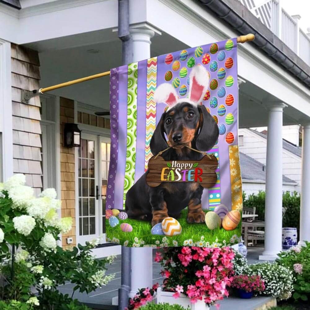 Dachshund. Happy Easter American Flag
