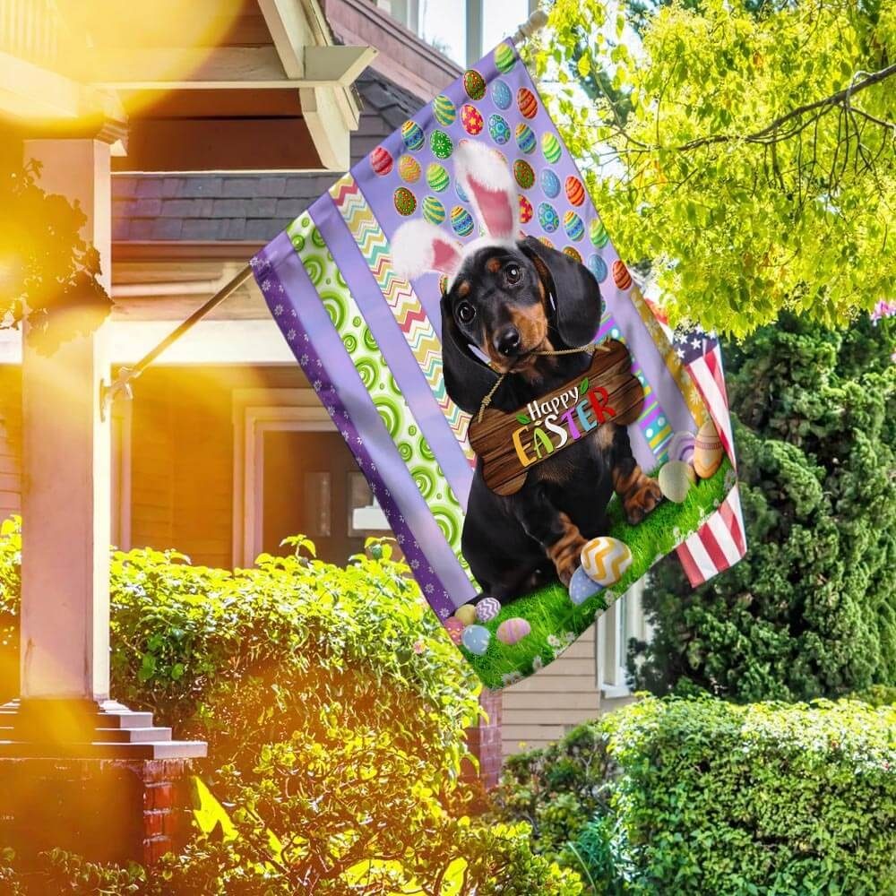 Dachshund. Happy Easter American Flag
