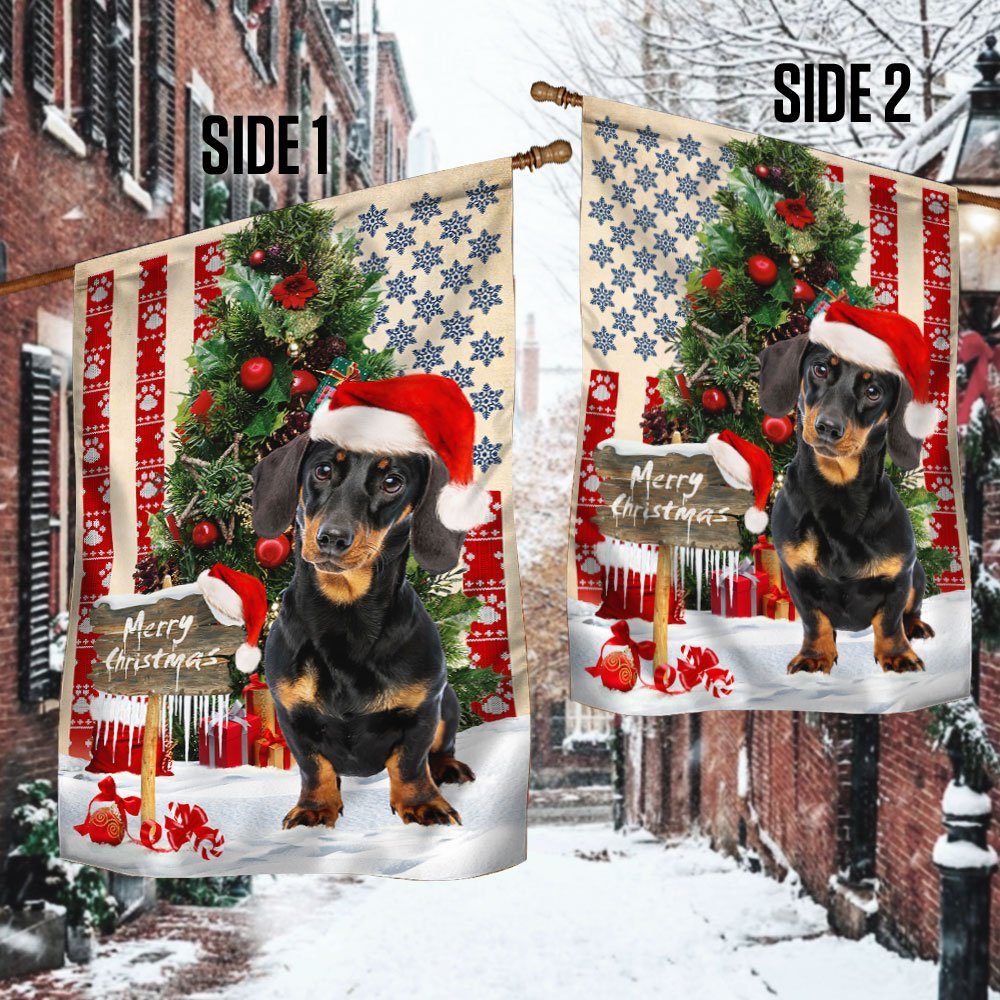 Dachshund Dog Christmas American Flag QNN556FV2