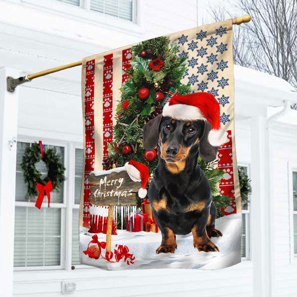Dachshund Dog Christmas American Flag QNN556FV2