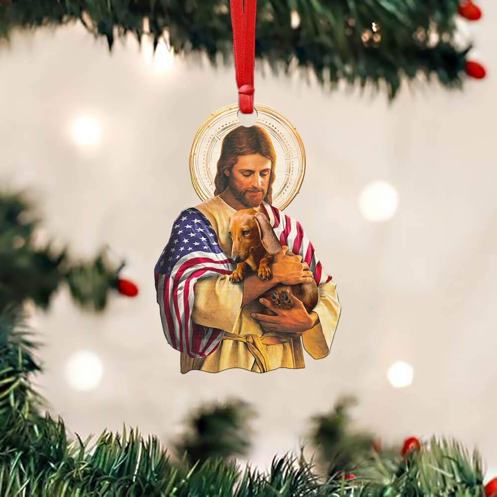 Dachshund Dog Custom Shaped Ornament Hug Love NTB262Ov1
