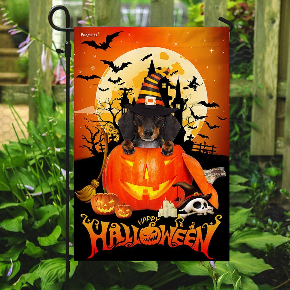 Dachshund Halloween Pumpkin Flag Dachshund Halloween Pumpkin Flag