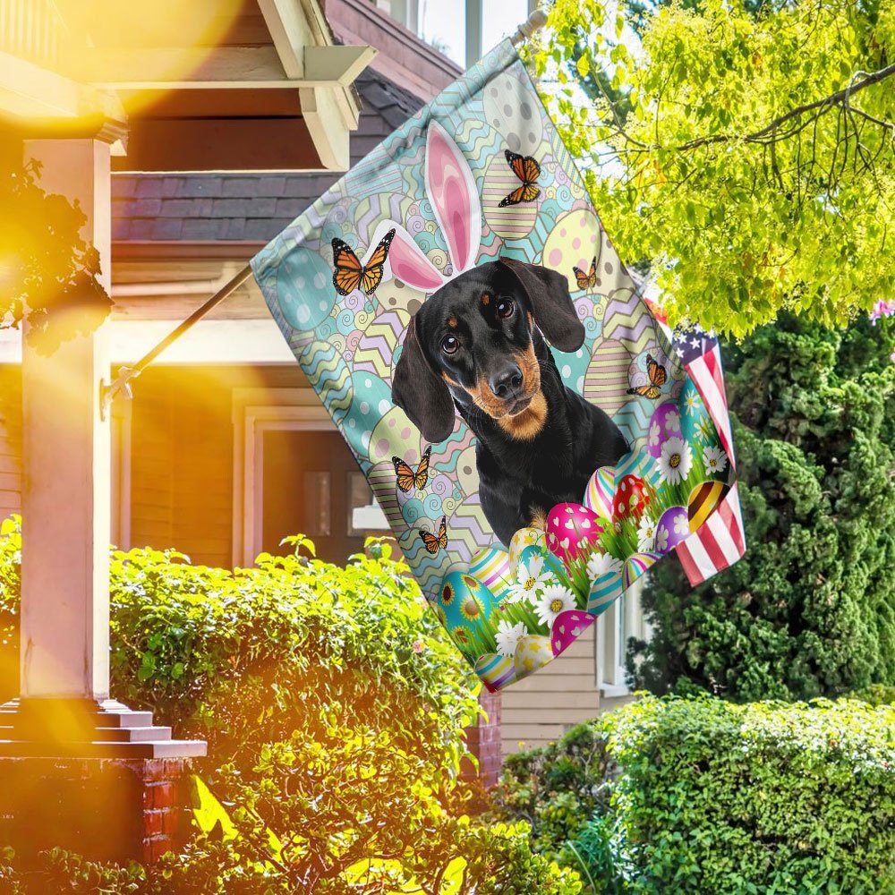 Dachshund Happy Easter Flag