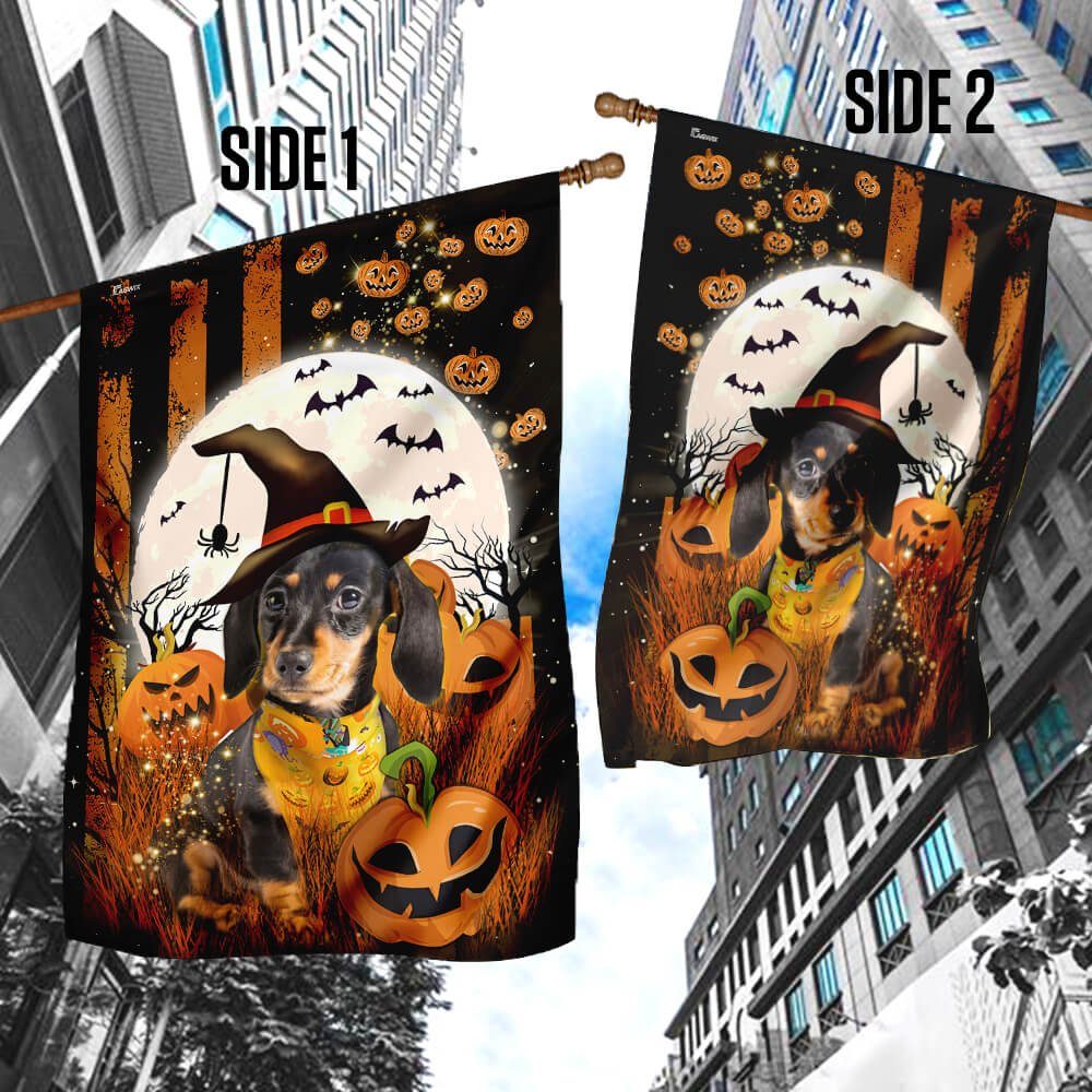 Dachshund Happy Halloween Flag