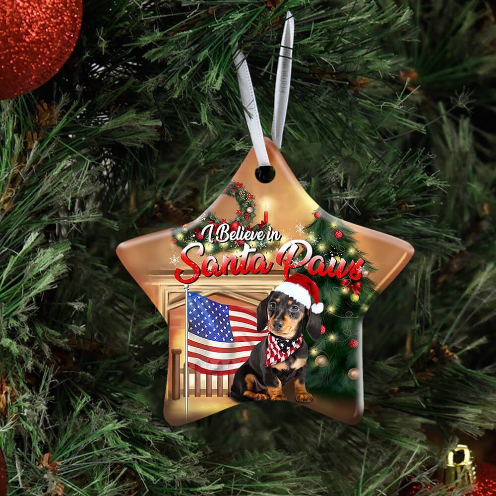 Dachshund Santa Paws Ceramic Ornament