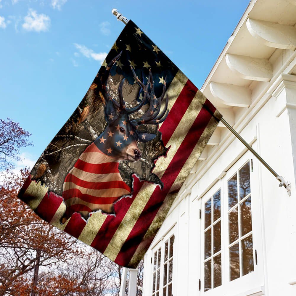 Deer American US Flag