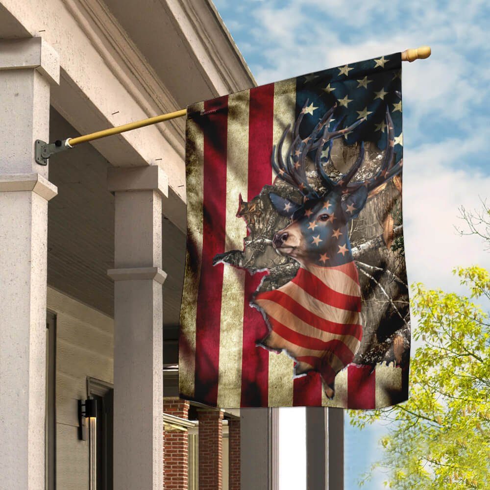 Deer American US Flag