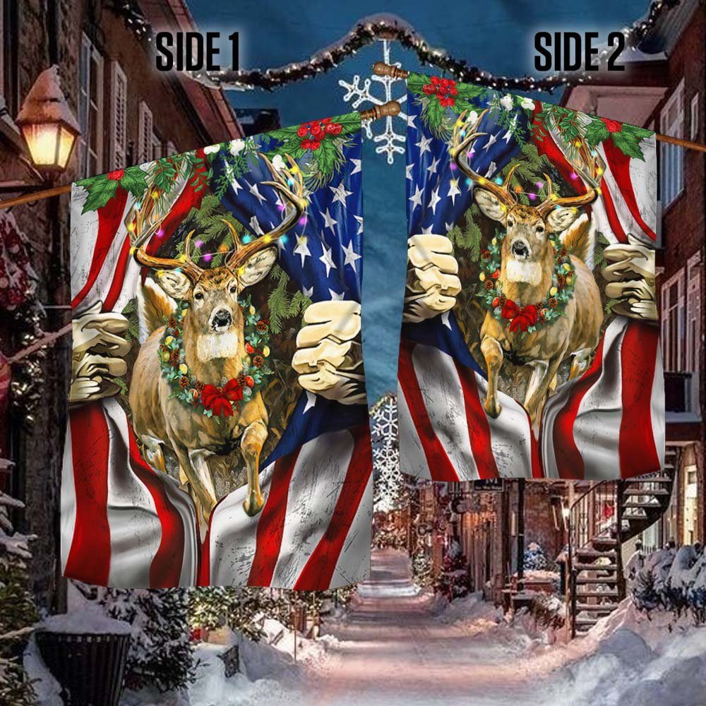 Deer Christmas American Flag MLN659F