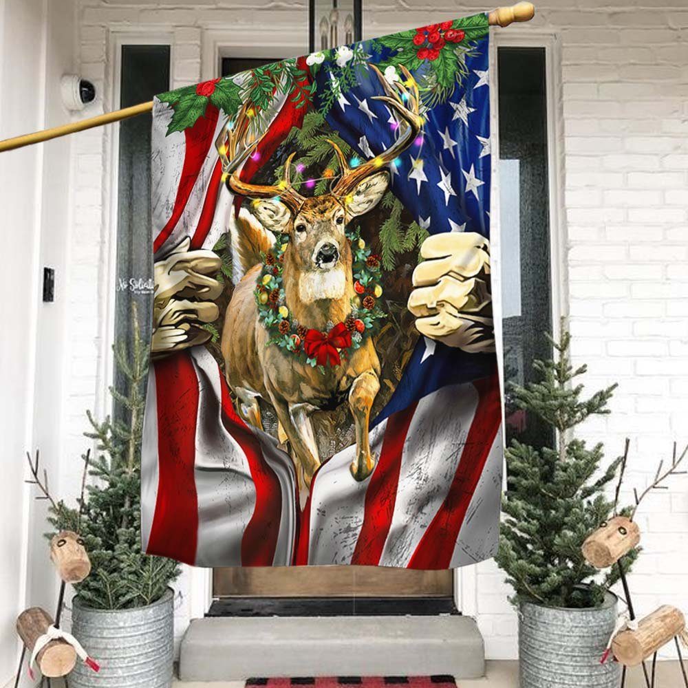 Deer Christmas American Flag MLN659F