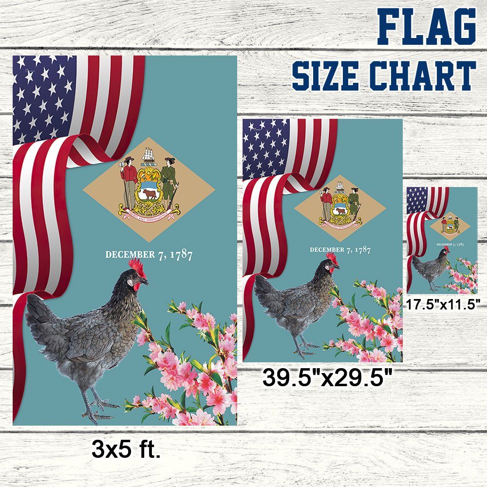 Delaware State Peach Blossom Flower and Blue Hen Flag MLN1141Fv48