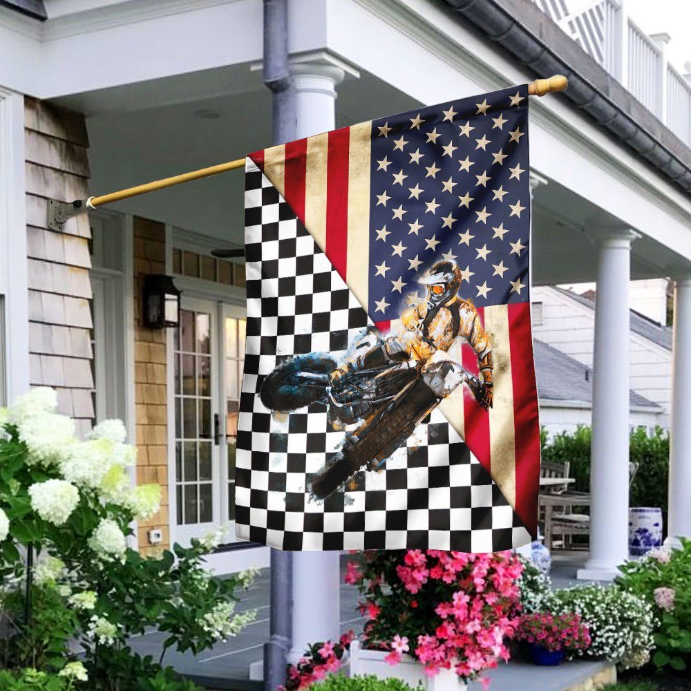 Dirt Bike Racing American US Flag