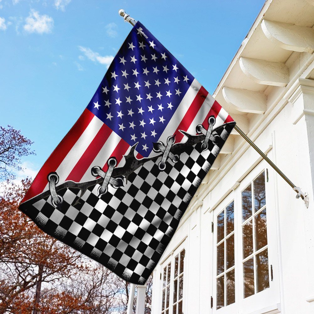 Dirt Track Racing American US Flag