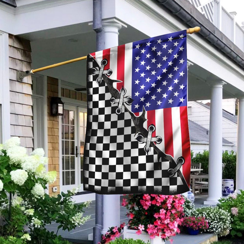 Dirt Track Racing American US Flag