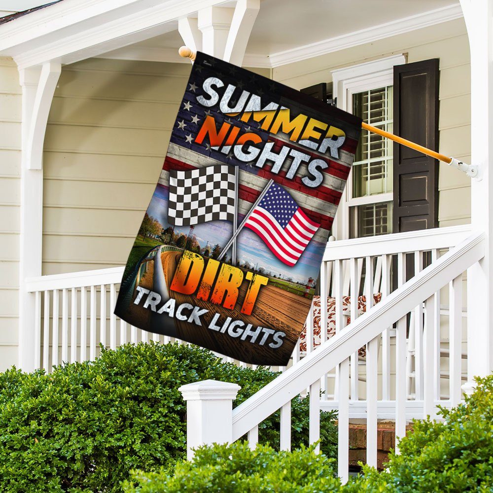 Dirt Track Racing Flag Summer Nights And Dirt Track Lights Flag MLN230F