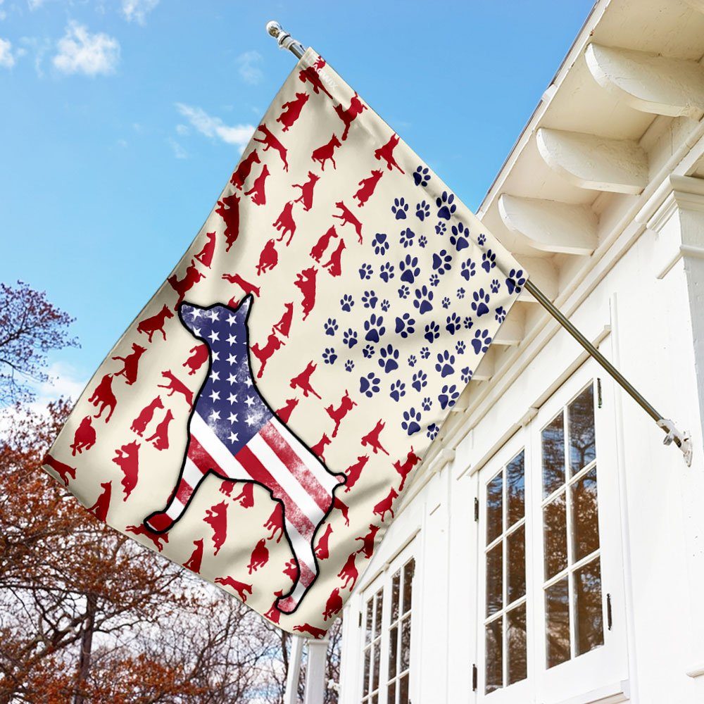 Doberman Pinscher Celebrate Fourth Of July Independent Day Flag