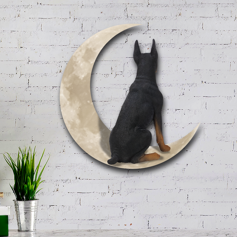 Doberman Pinscher Dog And Moon Hanging Metal Sign QNK879MSv8