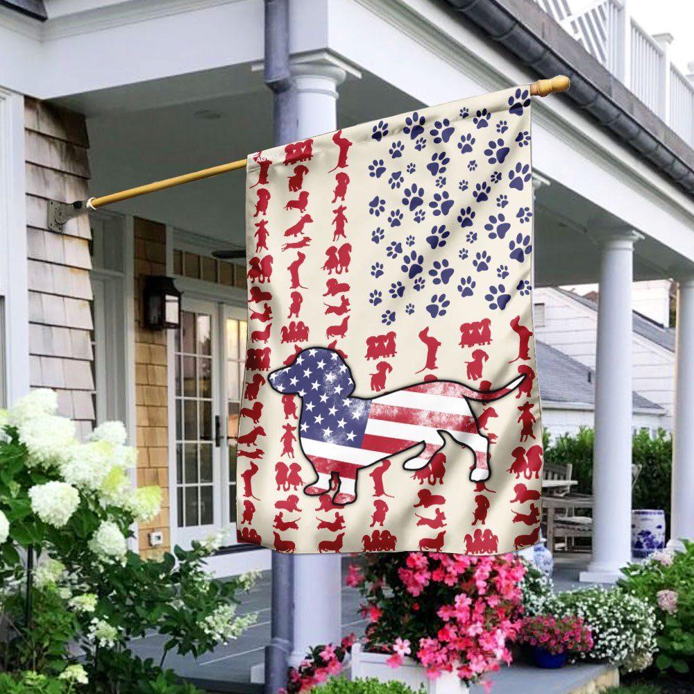 Dog Dachshund American Flag