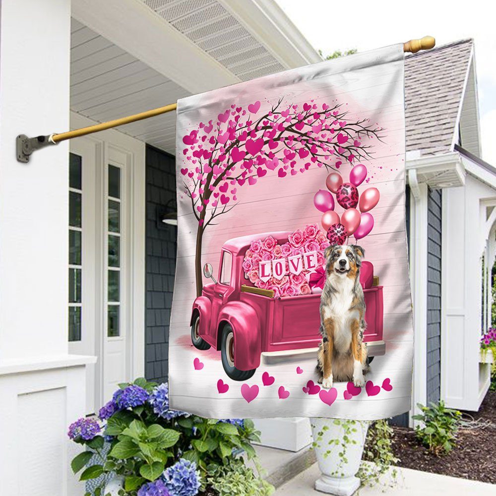 Dog Flag Valentine Australian Shepherd Flag QTR380Fv20