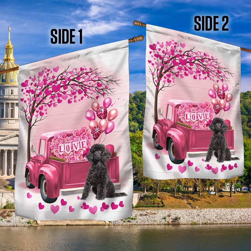 Dog Flag Valentine Black Poodle Flag QTR380Fv25
