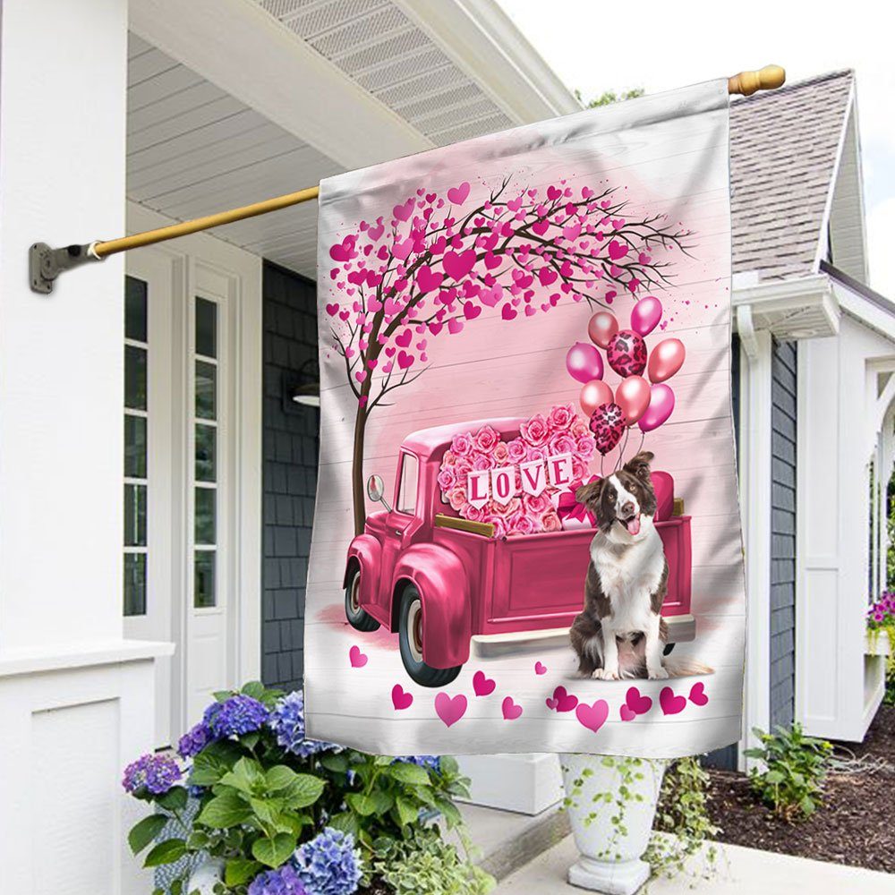 Dog Flag Valentine Border Collie Dog Flag QTR380Fv26