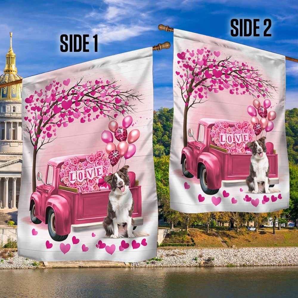 Dog Flag Valentine Border Collie Dog Flag QTR380Fv26
